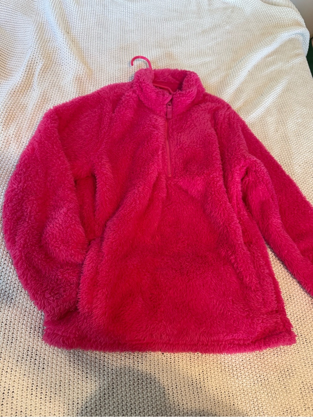 wonder nation Bright Pink Plush Half-Zip Jacket